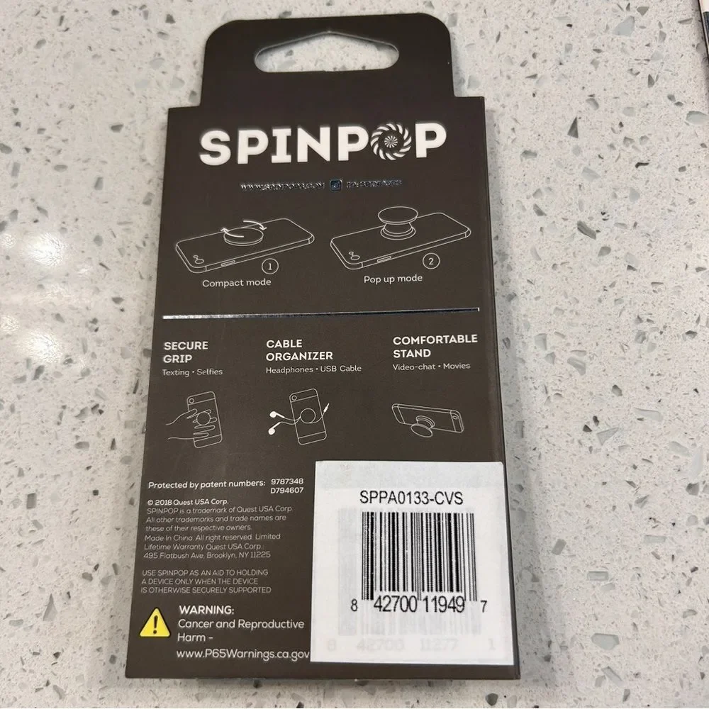 Lot of 2 NWOT SPINPOP Mirror & Sparkle phone Stand Secure Grip Cable Organizer